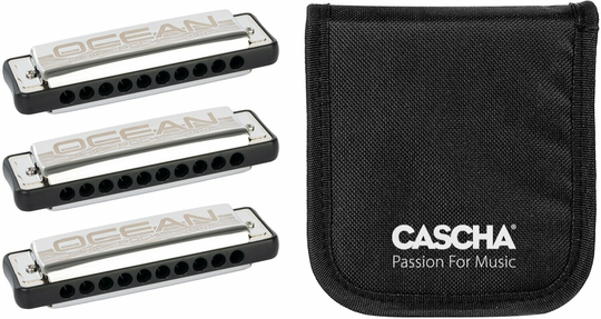 Cascha HH 2346 Ocean Rock Pack 3 BK Diatonisch Mundharmonika