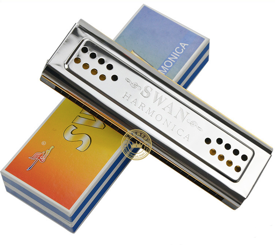 Dubbele tone 24 Gaten Mondharmonica key C & G Harp Beide zijden Harmonica Swan