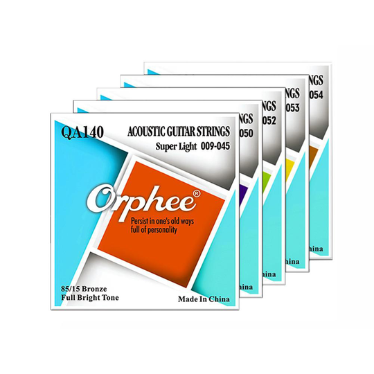 Orphee 6Pcs Akoestische Gitaar Snaren Qa Serie Folk Zeshoekige Stalen Kern 80/20 Brons Draad Super Light Tension Gitaar Accessoires
