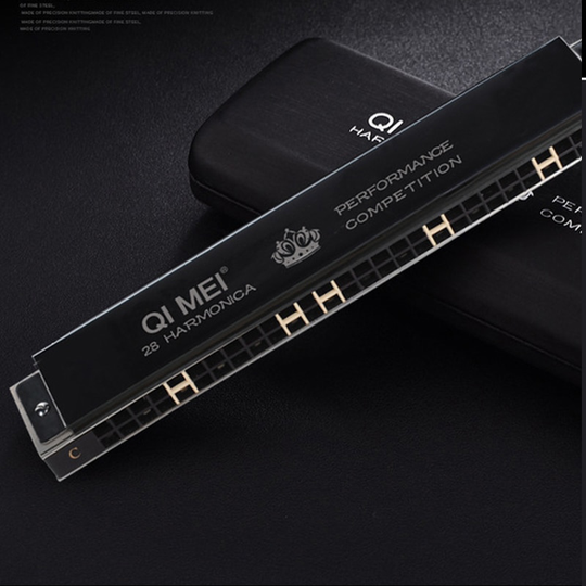 Harmonica Senior Bruce 28 Hole Blues Met Case Messing Rvs Mondharmonica Harp Vroege Onderwijs Baby Muziek Gevoel Training