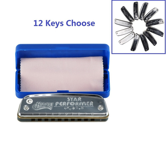 1 Pcs Huang 10 Holes Harmonica Diatonische Blues Mondharmonica Sleutel Van C, A, B, D, e, F, G, Ba, Bb, Worden, C # (Bd), F # (Bg) Sleutel Kiezen Met Case