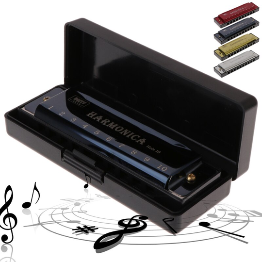 10 Gaten Sleutel Van C Blues Harmonica Muziekinstrument Educatief Speelgoed Met Case 10-Hole Blues Harmonica