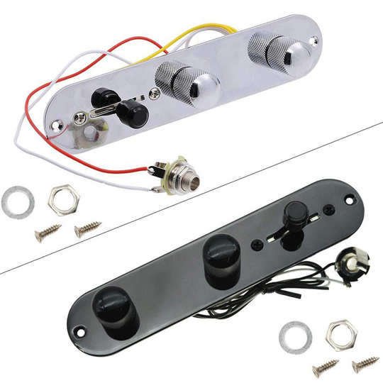 3 Way Wired Loaded Prewired Control Panel Plate Harness Switch Knobs On For Tele Telecaster Electric Guitar With/Without Socket