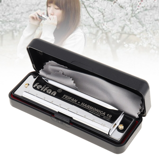 10 Gaten 20 Tone Hoge Blues Harmonica Tonec 8K Titanium Mondharmonica Met Case Voor Kinderen En beginner