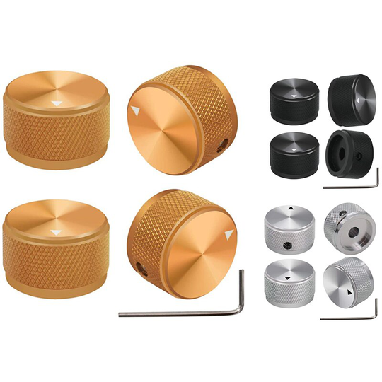 4 Stuks Aluminium Potentiometer Kartelknop Volume Audio Elektrische Gitaar Bas Schroef Type 25X15.5Mm (Dh)