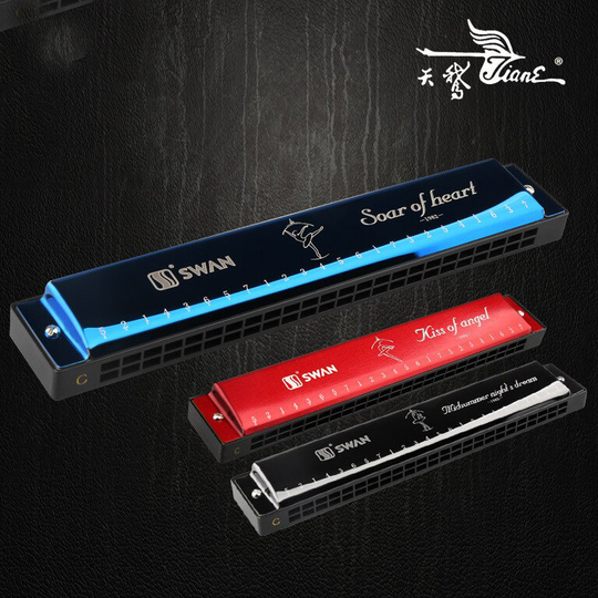 Prestaties Swan Diatonische Harmonica C 24 Holes Tremolo Harmonica Mond S3 Muzikale Instrumenten