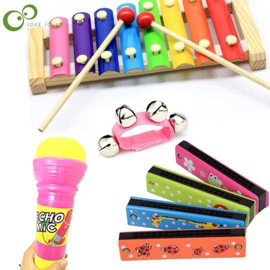 Hand Bel Muziek Speelgoed Muzikaal Speelgoed Set Roll Drum Gitaar Instruments Band Kit Kids Vroege Educatief Speelgoed Kindje Greep wyw