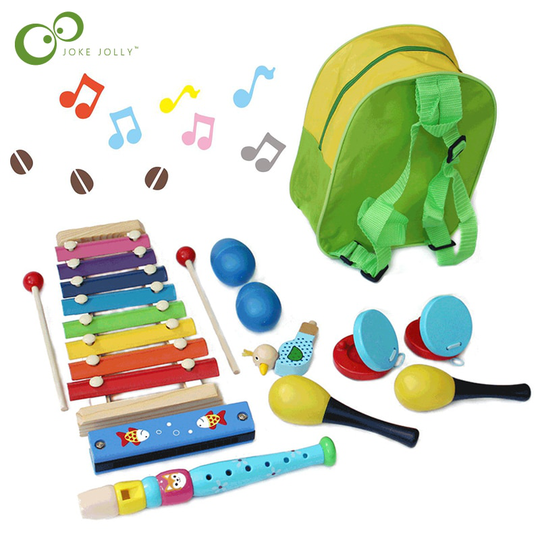 1Set Muziek Instrument Speelgoed Houten Frame Xylofoon Harmonica Fluit Zand Hamer Kinderen Kinderen Speelgoed Baby Educatief Speelgoed Yjn