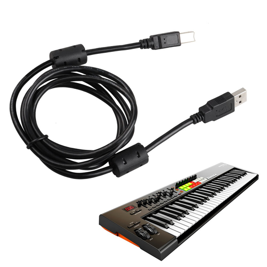 Black Music Toetsenbord Connectors USB 2.0 Kabel verzilverd voor Novation LaunchKey 61 49 25 Key Toetsenbord Compact MIDI controller