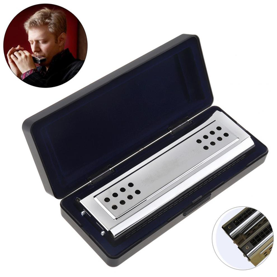 Professionele 24 Gaten Sleutel Van C & G Zilver Dubbel-Side Tremolo Harmonica Voor Volwassen Beginner En Kinderen