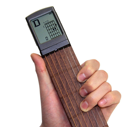 Draagbare 6-Tone Pocket Gitaar Akkoord Trainer Praktijk Tool Kan Draaien Akkoord Diagram Screen Gitaar Vinger Trainer Voor Beginners