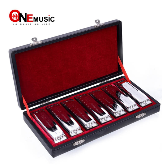 Harmonica SWAN SW1020-7T Bluesband 7 Stuk Blues Harp Diatonische Harmonica Set w/Case + doekjes