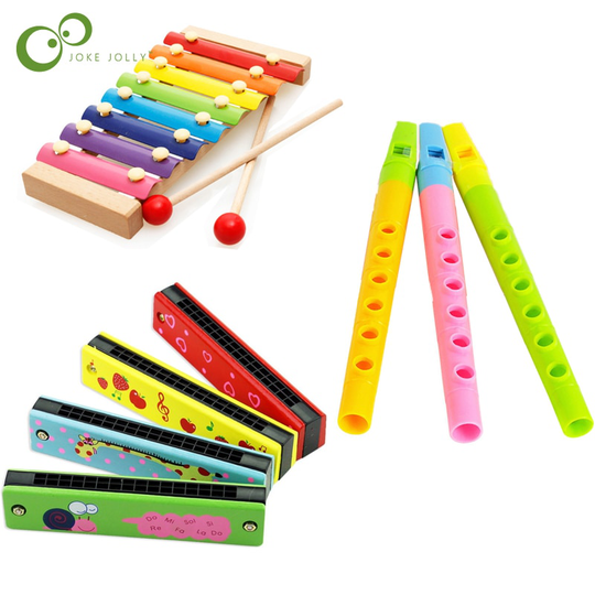 3Pcs Plastic Houten Harmonica 8-Tone Kleur Piano Klarinet Vroege Onderwijs Muziek Speelgoed Baby Educatief Muziekinstrument Speelgoed yjn