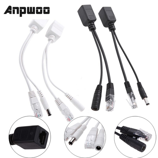 Anpwoo Poe Adapter Kabel RJ45 Injector Splitter Kit Tape Gescreend Passieve Power Over Ethernet12-48v Synthesizer Separator