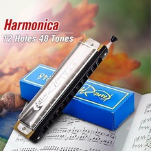 Kaine Chromatische Harmonica 12 Gaten 48 Tones Metal Board Houtblazers Praktijk Harmonica Harpen KZ1248 harmonica