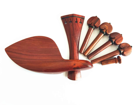 1 Set Palissander Viool Onderdelen 4/4, Staartstuk, Chinrest, Haringen, Eindpin