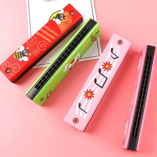 Dubbele Rij 16 Gat Houten Geschilderde Harmonica Creatieve Verlichting Speelgoed Kinderen Speelgoed Muziekinstrument Vroege Onderwijs Speelgoed