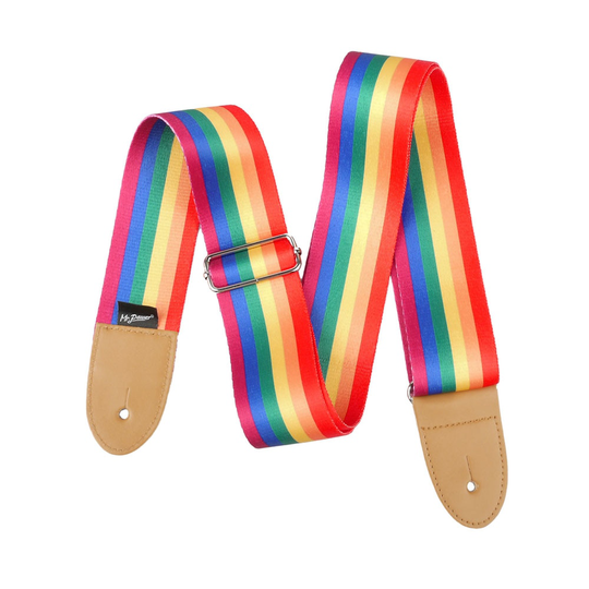 Verstelbare Rainbow Gitaarband voor Akoestische Elektrische Gitaar en Bas Multicolor Nylon Riem voor Muziekinstrument Accessoires