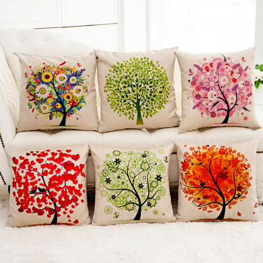 Life Bomen Gedrukt Gezellige Bank Kussen Thuis Decoratieve Kussens Auto-Styling Rugleuning Kussens Kussenslopen Zonder Kern