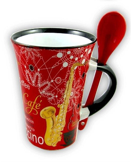 Tasse Cappuccino Tasse Saxophon mit Löffel Edition Music Sales 5060149338902
