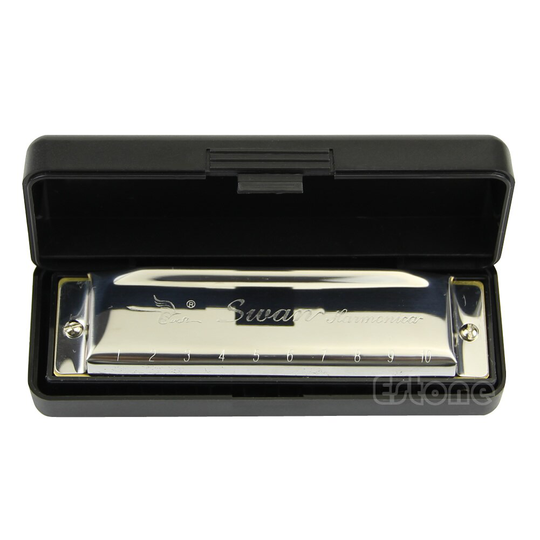 Top Swan Harmonica 10 Gat Van C Voor Blues Rock Jazz Folk Harmonica Zilver