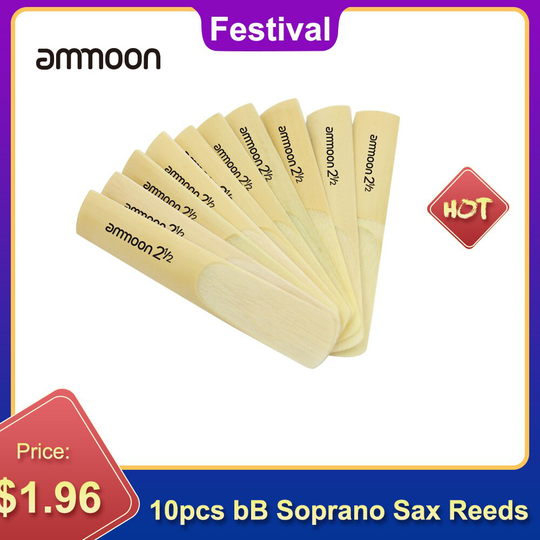 Ammoon 10Pcs Bb Sopraansaxofoon Sax Rieten 2.5 2-1/2 Bamboe Riet Set Houtblazers Instrument Onderdelen & Accessoires