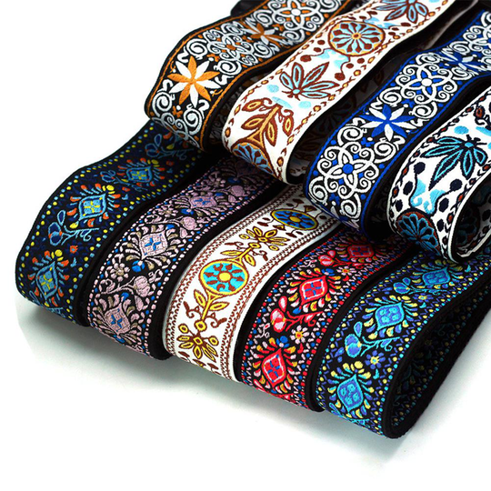 Gitaarband Borduurwerk Riem Verstelbare Jacquard Band Met Lederen End Voor Bas Akoestisch Elektrische Folk Gitaar Muziekinstrument