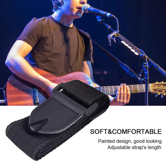 Universal Guitar Strap 38 Inch Acoustic Guitar Shoulder Strap Adjustable Guitar Belt PU Leather Ends