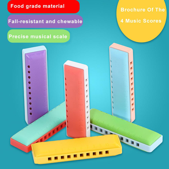 Dual-Kleur 10-Hole Plastic Harmonica Mondharmonica Puzzel Instrument Vroege Onderwijs Speelgoed Voor Kinderen Pinkycolor Schattige Veilig /Ffy/