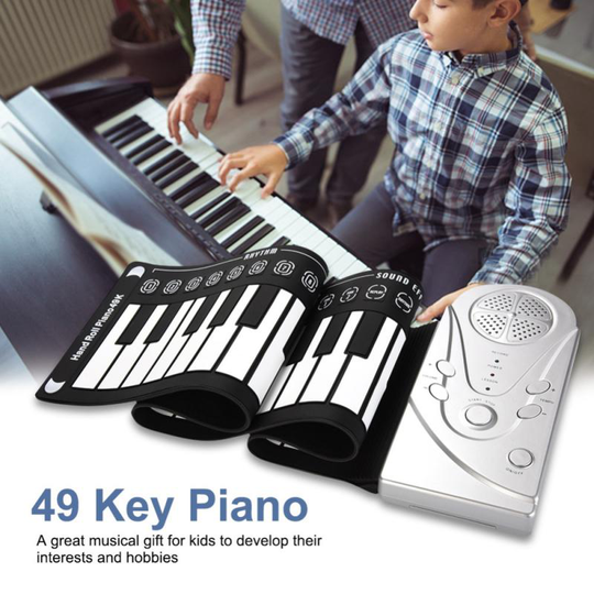 Portable 49-Key Hand-rolled Piano Flexible Roll Up Piano Electronic Keyboard For Children Student Early Learning Education