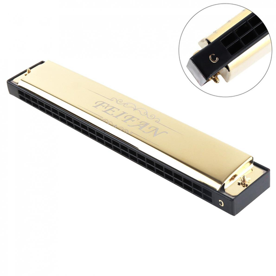Feifan Goud 24 Gaten 8K Titanium Harmonica Tremolo Tone Keyc Harp Mondharmonica Muziekinstrumenten