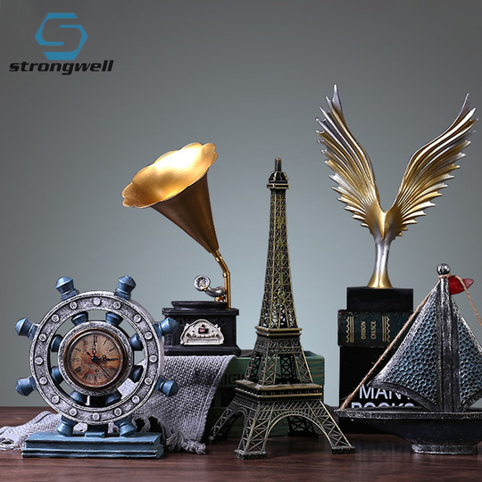Strongwell Amerikaanse Retro Standbeeld Ambachten Model Desktop Decoratie Beeldje Wijnrek Vintage Home Decor Kunstwerk Woondecoratie