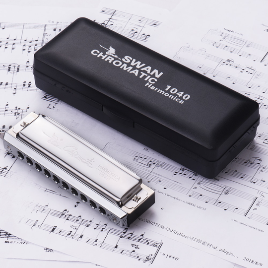 Zwaan Chromatische Harmonica 10 Gaten 40 Tones Sleutel Van C Harmonica Zilver Met Prachtige Doos