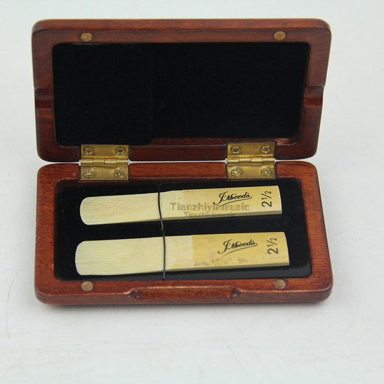 Handgemaakte Esdoornhout Sax Klarinet Case Box Hold 2 Riet