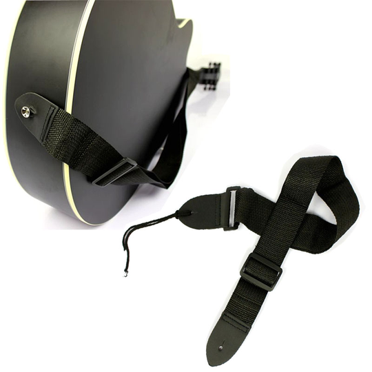 Universele Gitaarband Verstelbare Black Nylon Gitaar Riem W/Pu Leer Voor Folk Houten Klassieke Akoestische Gitaar