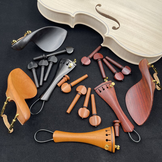 1 Set 4/4 Viool Ebbenhout Palissander/Jujube Hout Accessoires Onderdelen Fittings, staartstuk + Stemsleutels + Eindpennen + Chin Rest/Chin Houder