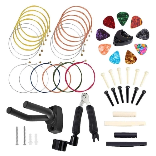 50Pcs Guitar Tool Wechselzubehör Kit Guitar String Pins Picks Winder Cutter Kit