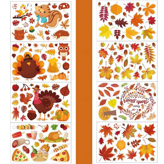 Thanksgiving Elektrostatische Stickers Turkije Thanksgiving Creatieve Herfst Maple Leaf Muurstickers Geen Lijm Statische Sticker