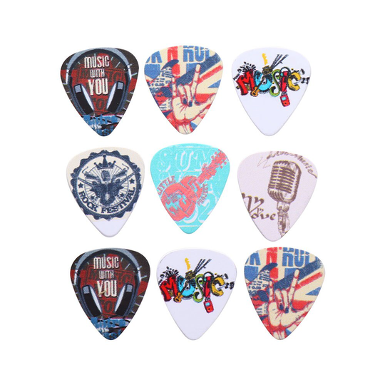 10Pcs Gemengde Patroon Mediator Rock Gebaren 0.46Mm/0.71Mm Akoestische Gitaar Plectrums Celluloid Granaatscherven Gitaar Accessoires