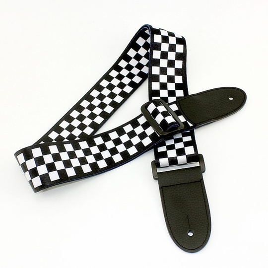 Elektrische Gitaar Band Leder Zwart Wit Plaid Akoestische Gitaar Strap Ukulele Bas Riem Gitaar Accessoires