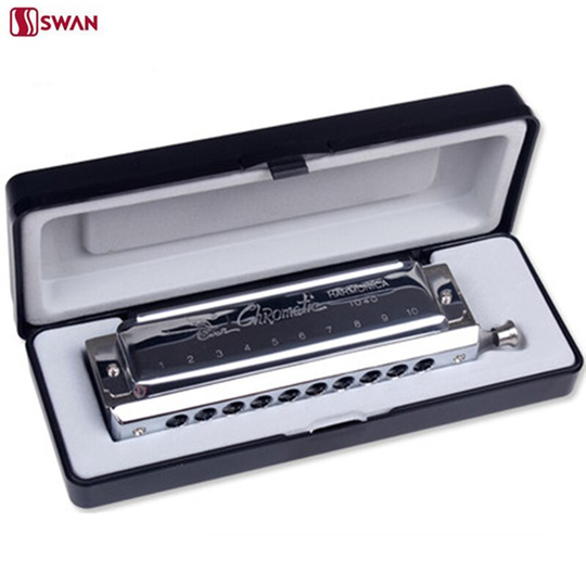 Swan Harmonica 10 Hole 40 Tone Chromatische Harp Houtblazers Muziekinstrument Mondharmonica Blues Moundharmonika