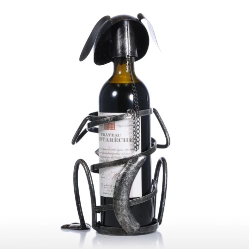 Welpen-Wein-Zahnstange mit Saxophon-Eisen-Tier-Figur Kreative Wein-Zahnstange Praktische Verzierung Fertigkeit-Geschenk