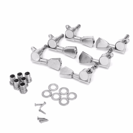 6 Pro Chrome Guitar String Stemsleutels Sleutels Tuners Machine Heads 3R + 3L