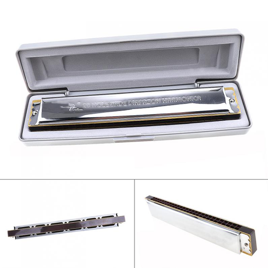 Harmonica 28 Gaten Complex Tone Zilver Diatonische Blues Harp Mondharmonica Muziekinstrument Met Plastic Doos Voor Beginner