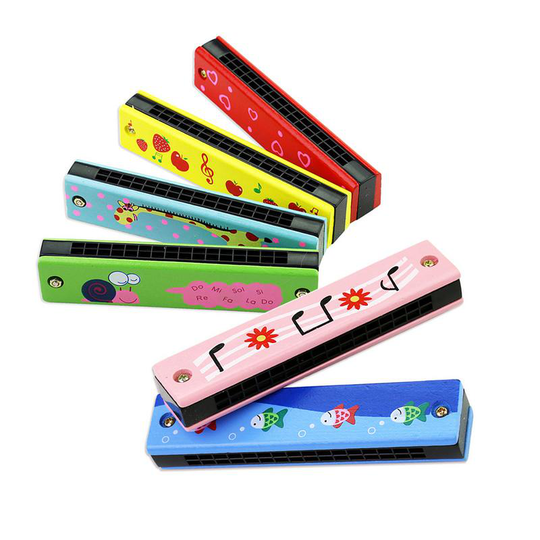 Kinderen Leuke Houten 16-verhaal Dubbele rij Harmonica kinderen Educatief Muziek Harmonica Instrument (Willekeurige Levering)