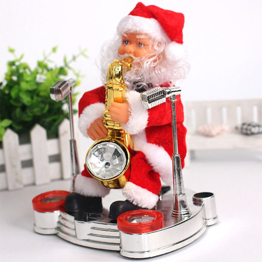 Kid Kerst Elektrische Kerstman Drum Kerst Man Saxofoon Spelen Piano Santa Speelgoed Pop Xmas Speelgoed Indoor Desktop Decor