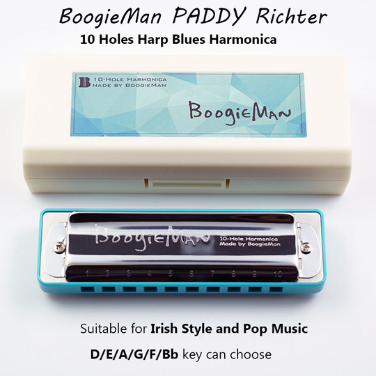 Boogieman Paddy Richter 10 Gaten Diatonische Harmonica Tuned D/E/A/G/F/Bb Blues harp Ierse En Pop Muziek Muziekinstrument