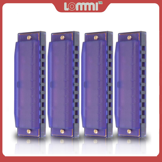 Lommi 4Pcs 10 Hole Harmonica Mondharmonica Doorschijnende Plastic Harmonica Beginner See-Thru Gelukkig Harmonica Diverse Kleuren