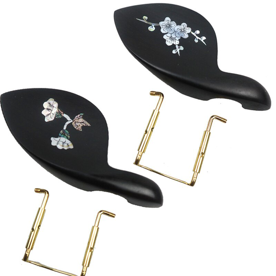 1 Stuks Van Ebbenhout Zwarte Viool Chinrest Chin Rest Met Klem Inlay Decoratie Bloem