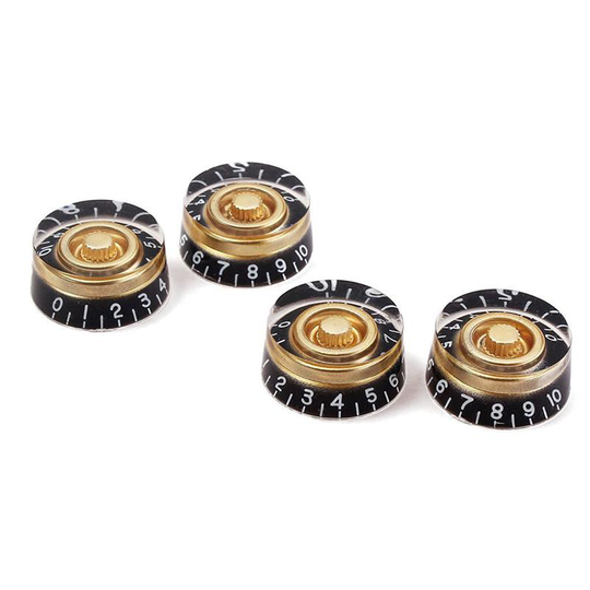 4 Stuks Gitaar Knoppen Zwarte Goud Guitar Regelknop Acryl Speed Knop Met Witte Woord Voor Elektrische Gitaar